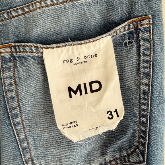rag & bone Logan Mid Rise Wide Light Weight Zip Fly Women's Jeans SZ 31 - Picture 10 of 16